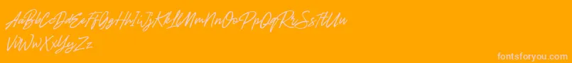 dream beach demo-Schriftart – Rosa Schriften auf orangefarbenem Hintergrund