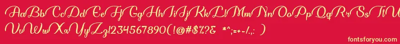 Dream Her  -Schriftart – Gelbe Schriften auf rotem Hintergrund