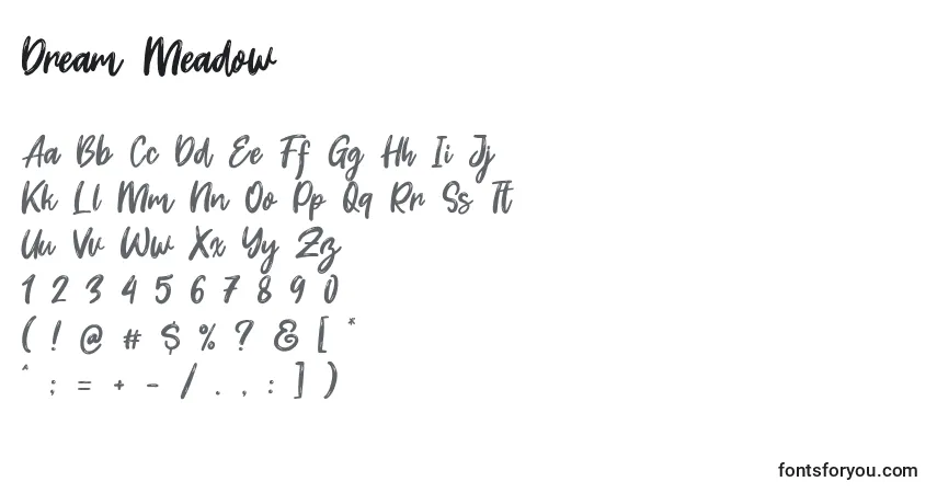 Schriftart Dream Meadow (125449) – Alphabet, Zahlen, spezielle Symbole