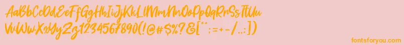 Dream Meadow-Schriftart – Orangefarbene Schriften auf rosa Hintergrund