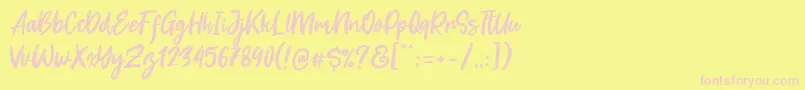 フォントDream Meadow – ピンクのフォント、黄色の背景