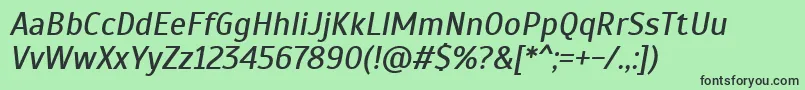 ScadaItalic-Schriftart – Schwarze Schriften auf grünem Hintergrund