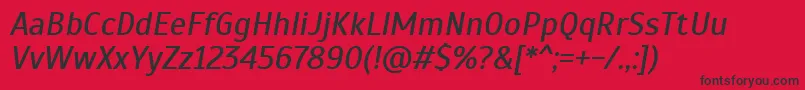 Fonte ScadaItalic – fontes pretas em um fundo vermelho