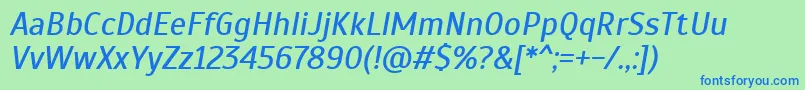 ScadaItalic-Schriftart – Blaue Schriften auf grünem Hintergrund