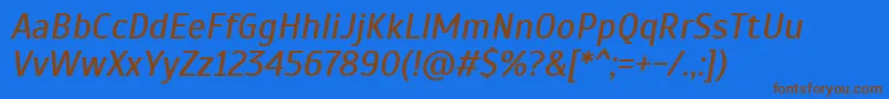 ScadaItalic-Schriftart – Braune Schriften auf blauem Hintergrund