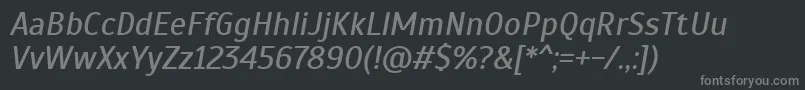 フォントScadaItalic – 黒い背景に灰色の文字