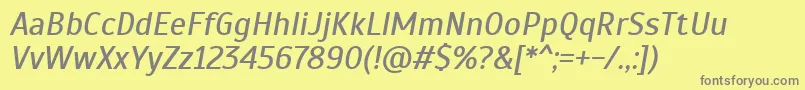ScadaItalic-Schriftart – Graue Schriften auf gelbem Hintergrund