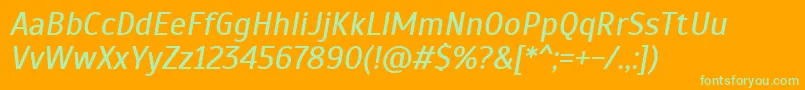 Fonte ScadaItalic – fontes verdes em um fundo laranja