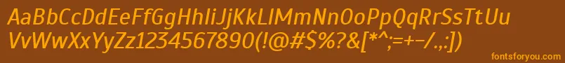 ScadaItalic-Schriftart – Orangefarbene Schriften auf braunem Hintergrund