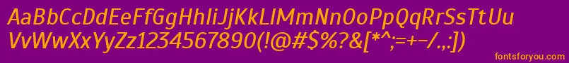 ScadaItalic-Schriftart – Orangefarbene Schriften auf violettem Hintergrund