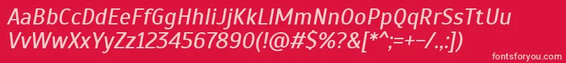 フォントScadaItalic – 赤い背景にピンクのフォント