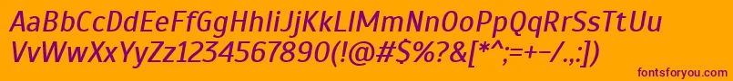 ScadaItalic-Schriftart – Violette Schriften auf orangefarbenem Hintergrund