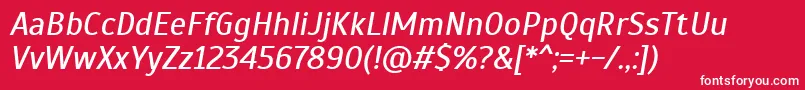 Fonte ScadaItalic – fontes brancas em um fundo vermelho