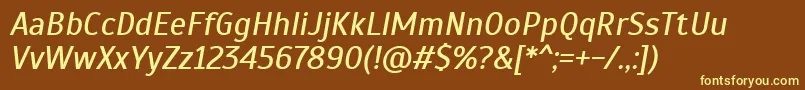 フォントScadaItalic – 黄色のフォント、茶色の背景