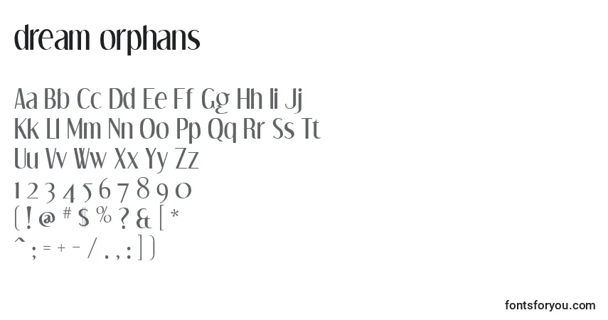 Schriftart Dream orphans (125451) – Alphabet, Zahlen, spezielle Symbole