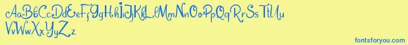 Dream Unicorn-Schriftart – Blaue Schriften auf gelbem Hintergrund