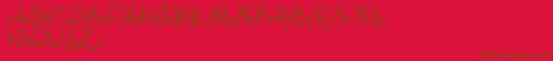 Dream Unicorn-Schriftart – Braune Schriften auf rotem Hintergrund