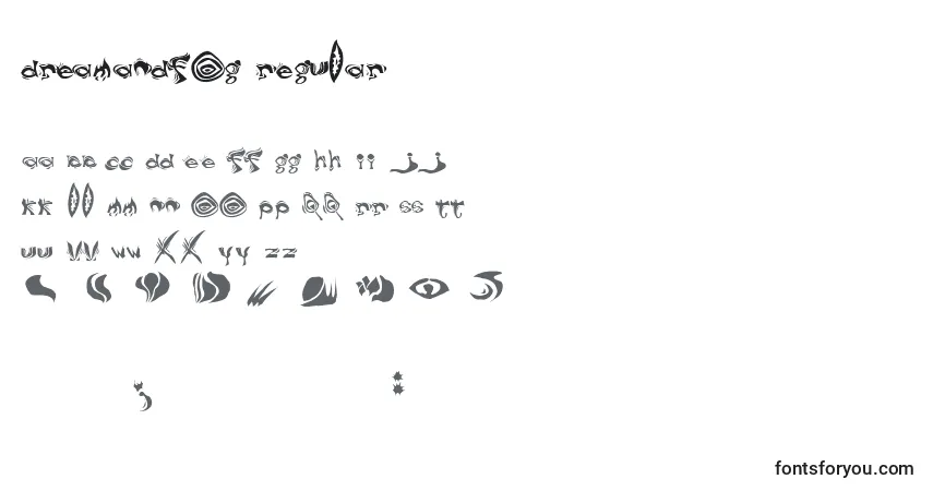 Czcionka DreamAndFog Regular – alfabet, cyfry, specjalne znaki