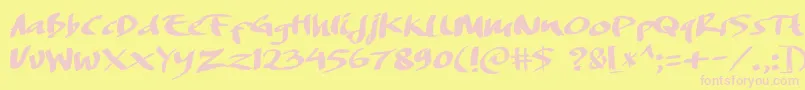 DREAMERS BRUSH-Schriftart – Rosa Schriften auf gelbem Hintergrund