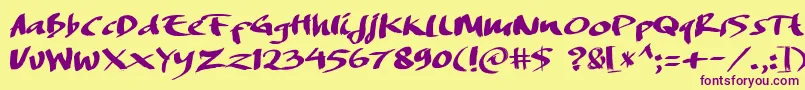 DREAMERS BRUSH Font – Purple Fonts on Yellow Background