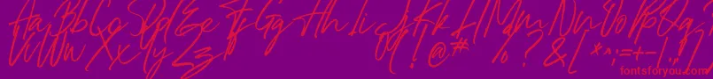 Dreaming-Schriftart – Rote Schriften auf violettem Hintergrund