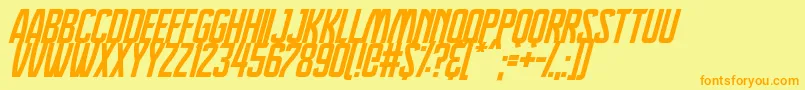 Fonte Dreamlands Italic – fontes laranjas em um fundo amarelo