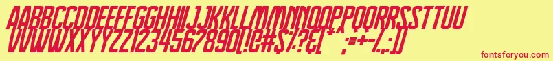 フォントDreamlands Italic – 赤い文字の黄色い背景
