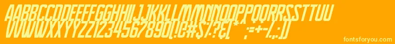 Fonte Dreamlands Italic – fontes amarelas em um fundo laranja