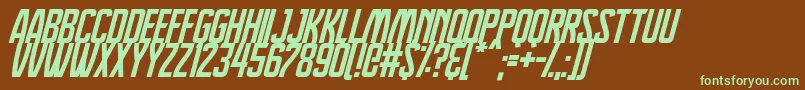 Fonte Dreamlands Italic – fontes verdes em um fundo marrom