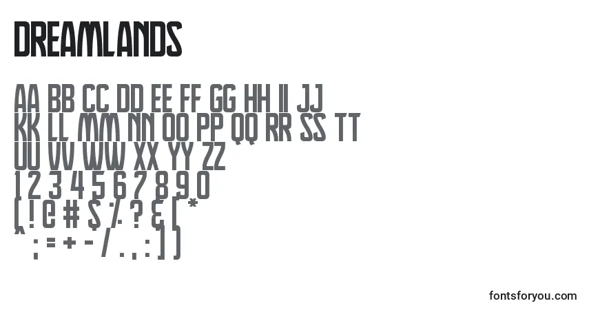 Шрифт Dreamlands (125466) – алфавит, цифры, специальные символы
