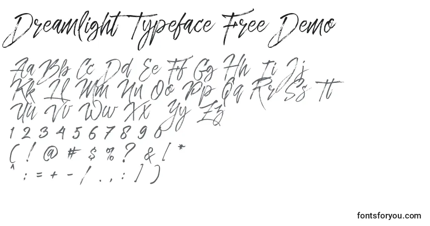 Czcionka Dreamlight Typeface Free Demo – alfabet, cyfry, specjalne znaki