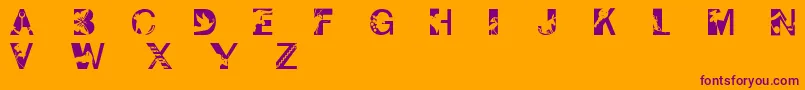 Pixcaps-Schriftart – Violette Schriften auf orangefarbenem Hintergrund