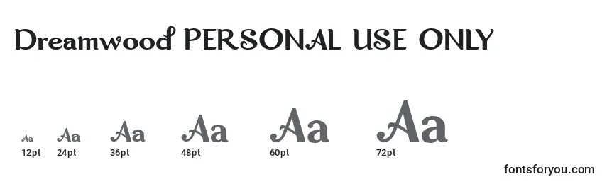 Dreamwood PERSONAL USE ONLY Font Sizes
