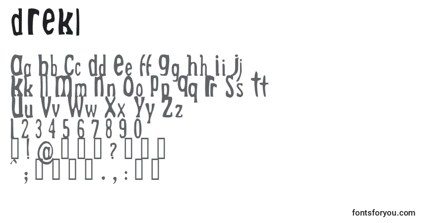 A fonte DREKL    (125479) – alfabeto, números, caracteres especiais