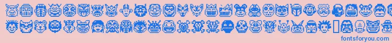 Pixel  Font – Blue Fonts on Pink Background
