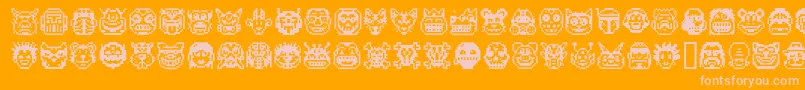 Pixel  Font – Pink Fonts on Orange Background