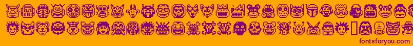 Pixel  Font – Purple Fonts on Orange Background