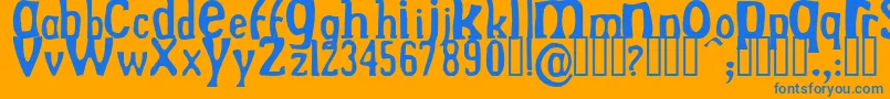 DREKN   -Schriftart – Blaue Schriften auf orangefarbenem Hintergrund
