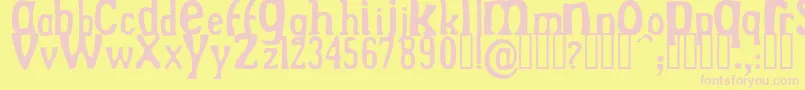 DREKN   -fontti – vaaleanpunaiset fontit keltaisella taustalla