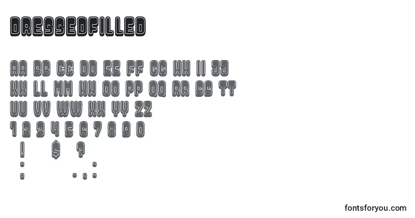 Шрифт DressedFilled – алфавит, цифры, специальные символы