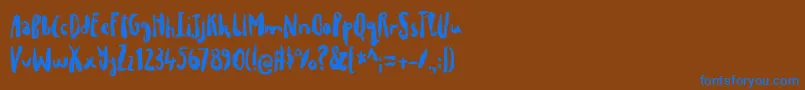 drillepindDEMO-Schriftart – Blaue Schriften auf braunem Hintergrund