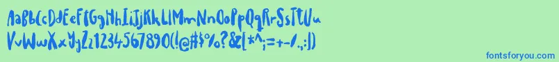 drillepindDEMO Font – Blue Fonts on Green Background