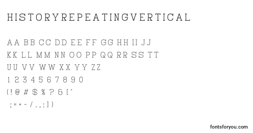 Fuente HistoryRepeatingVertical - alfabeto, números, caracteres especiales