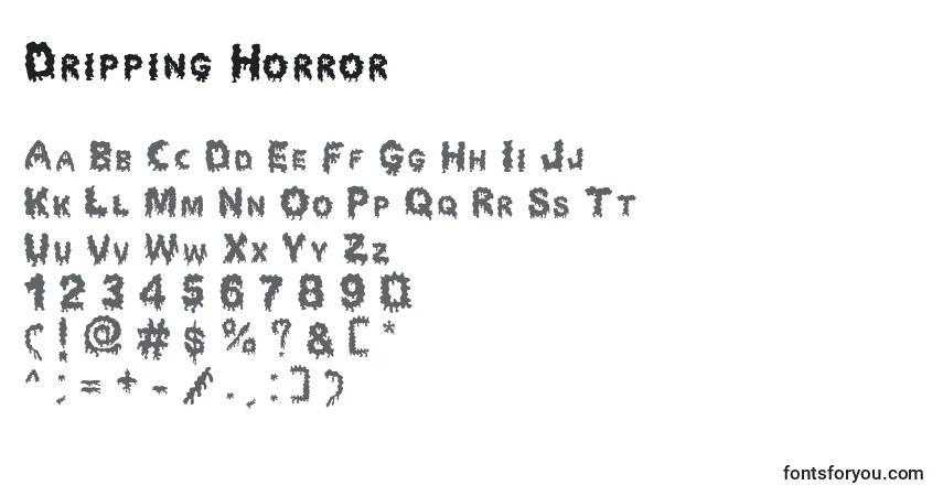 Шрифт Dripping Horror – алфавит, цифры, специальные символы