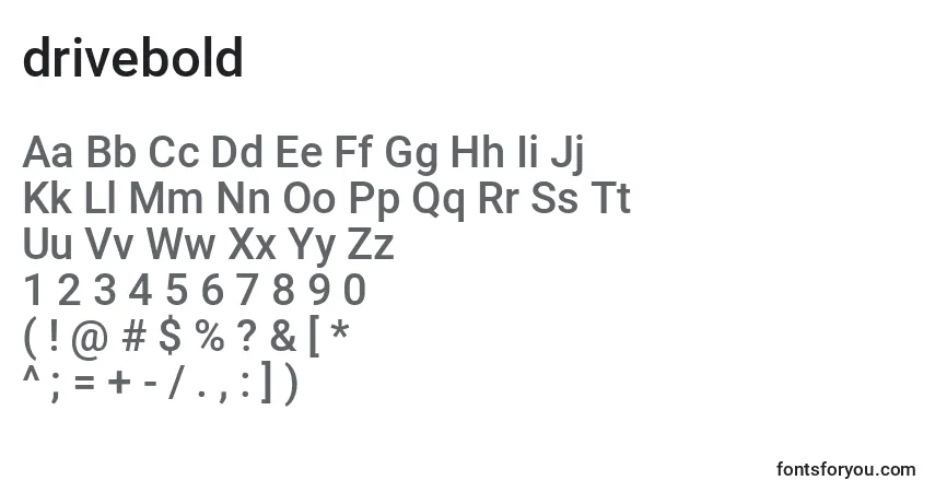 Шрифт Drivebold (125494) – алфавит, цифры, специальные символы