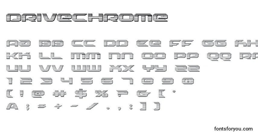 Schriftart Drivechrome (125496) – Alphabet, Zahlen, spezielle Symbole