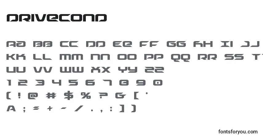 A fonte Drivecond (125498) – alfabeto, números, caracteres especiais