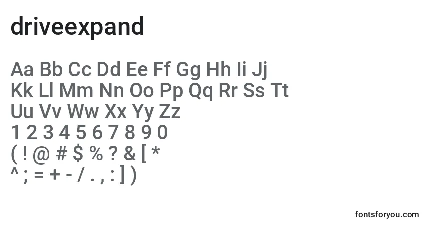 Czcionka Driveexpand (125500) – alfabet, cyfry, specjalne znaki