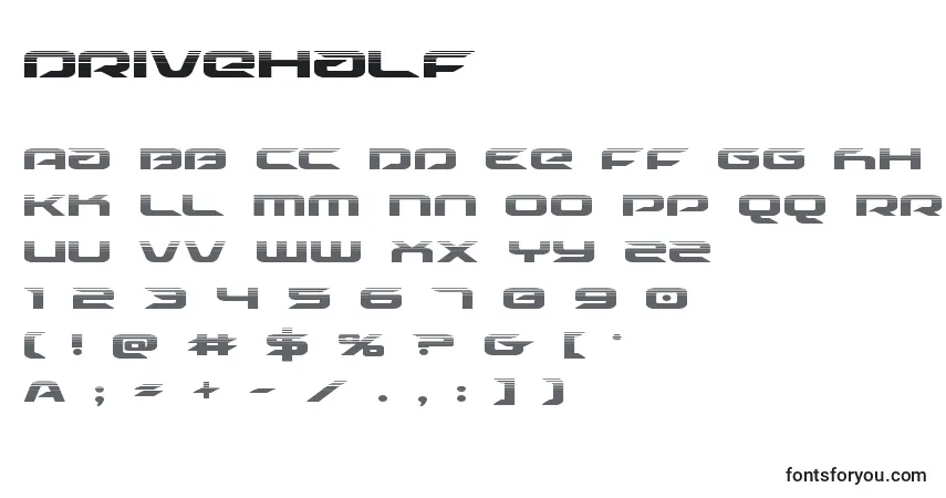 Schriftart Drivehalf (125502) – Alphabet, Zahlen, spezielle Symbole