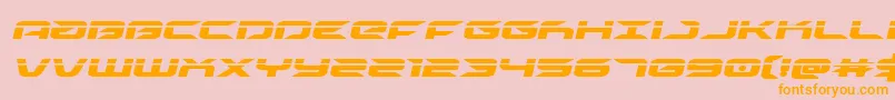 フォントdrivelaserital – オレンジの文字がピンクの背景にあります。